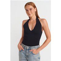 Schmale Halterneck-Strickbluse