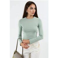 Körpernahes Langarm-Crop-Top