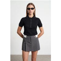 Schmal geschnittene Strick-Polobluse