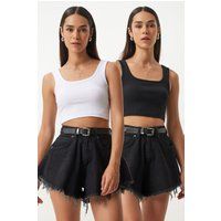 Slim-Fit Ripp-Top mit Karree-Ausschnitt