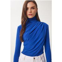 Elegantes gerafftes Rollkragen-Top