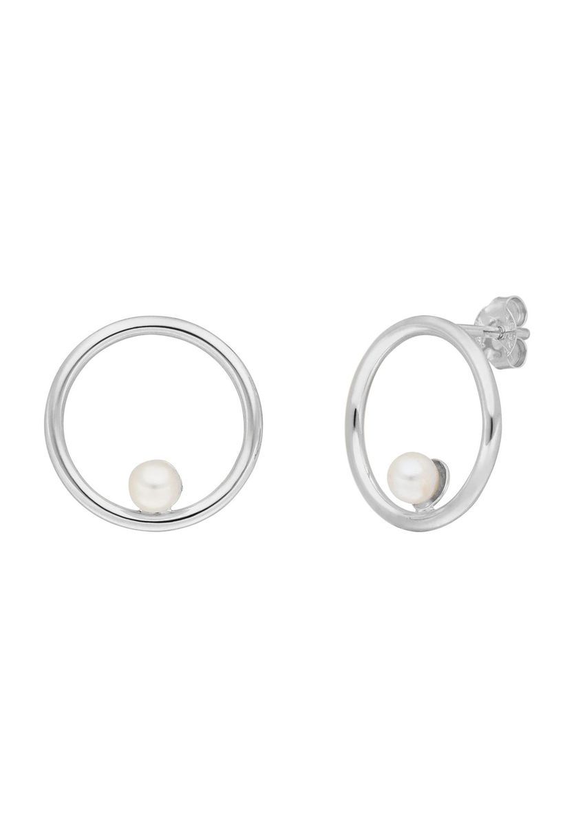 Offene Kreis-Ohrstecker mit Perle