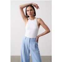 Schmal geschnittener Halterneck-Jersey-Body