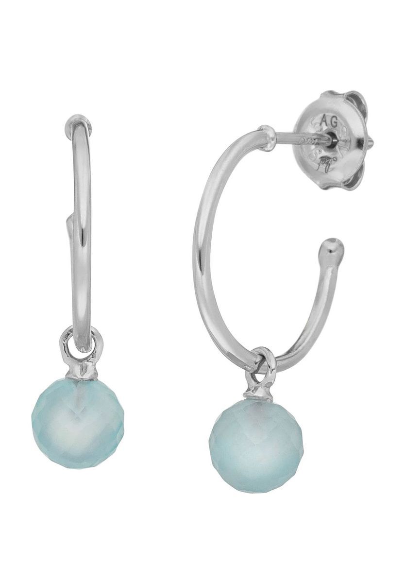 Creolen mit facettiertem blauem Stein
