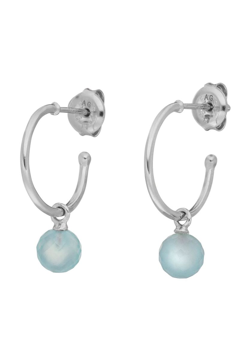 Creolen mit facettiertem blauem Stein