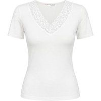 Slim-Fit Top mit Spitzen-V-Ausschnitt