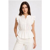 Elegante Jacquard-Bluse mit Schößchen