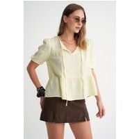 Gestufte Musselin-Bluse mit Bindebändern