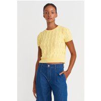 Strukturierter Wellenstrick-Crop-Top