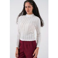 Strukturierte Slim-Fit Halbturtleneck-Bluse