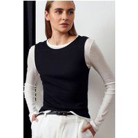 Tailliertes Lagen-Langarmshirt aus Baumwolle
