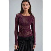Mesh-Top mit Paisley-Flockdruck