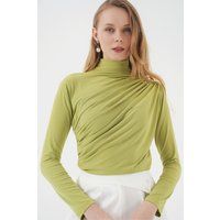 Drapierte Rollkragenbluse aus Jersey