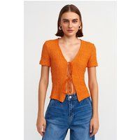 Texturiertes Crop-Top mit Bindebändern