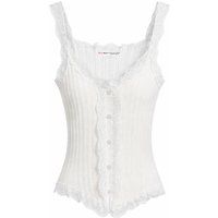 Geripptes Camisole mit Spitzenbesatz und Knöpfen