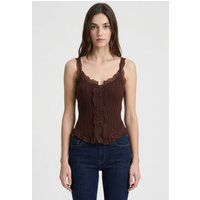 Geripptes Camisole mit Spitzenbesatz