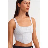 Tailliertes Corsagen-Crop-Top mit Rechteckausschnitt