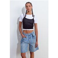 Strukturierte kurze Strick-Camisole