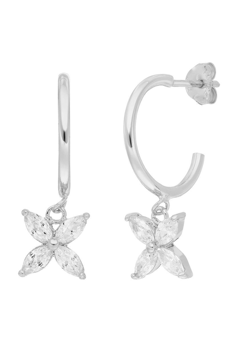 Funkelnde Creolen mit Blumen-Charm