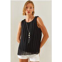 Plissierte Ärmellose Chiffon-Bluse