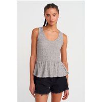 Strukturierte Peplum-Bluse aus Spitze