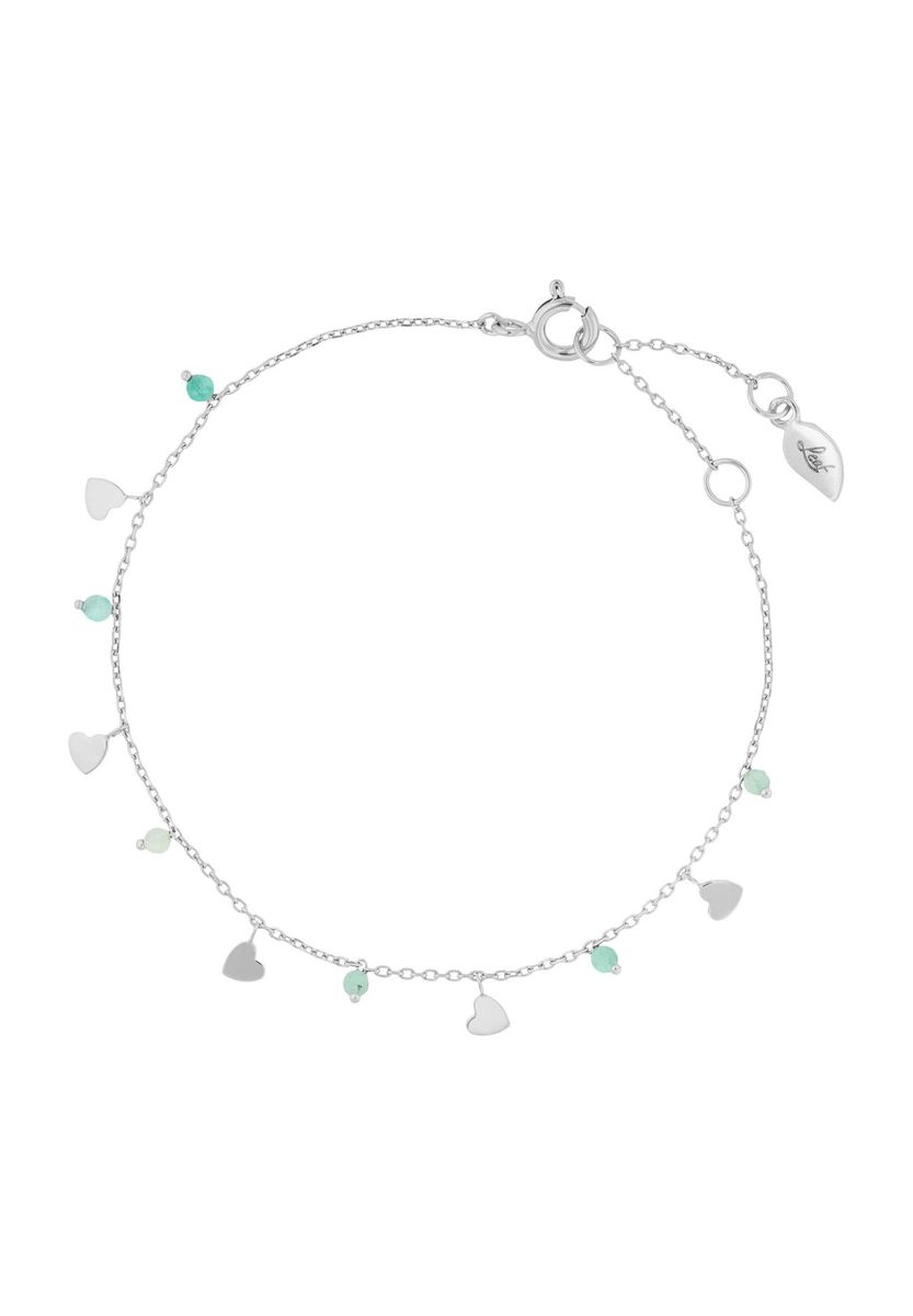 Silberarmband mit Amazonit und Herzen