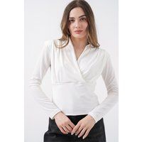 Elegante drapierte Bluse mit V-Ausschnitt