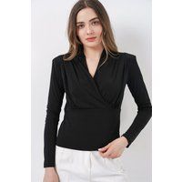 Elegante drapierte V-Ausschnitt Bluse