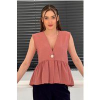 Elegante Schößchen-Bluse mit V-Ausschnitt