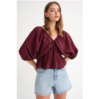 Romantische Puffärmel-Bluse mit Schößchen