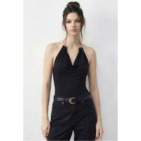 Neckholder-Top mit goldenem Metalldetail