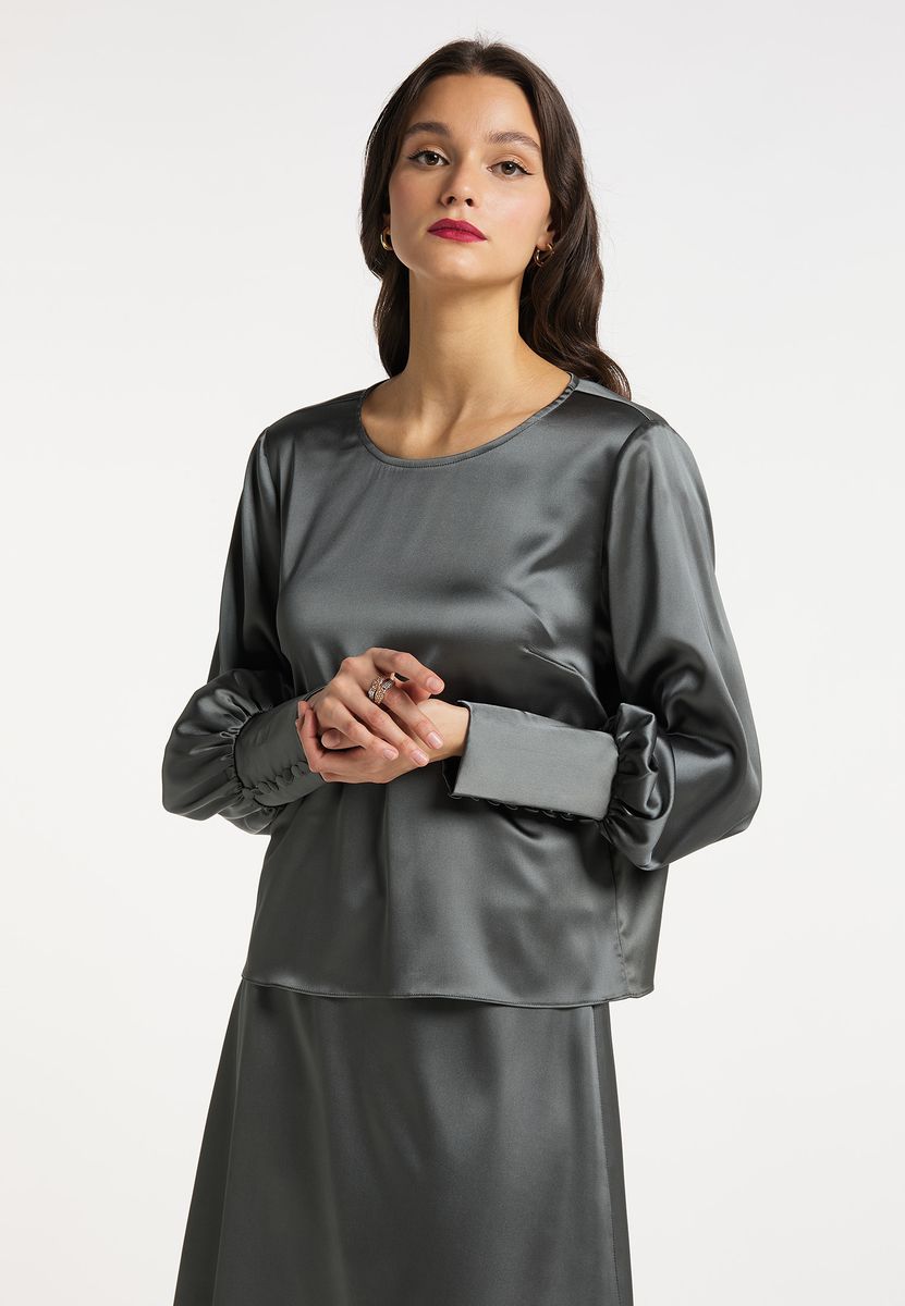 Elegante Satinbluse mit Manschetten