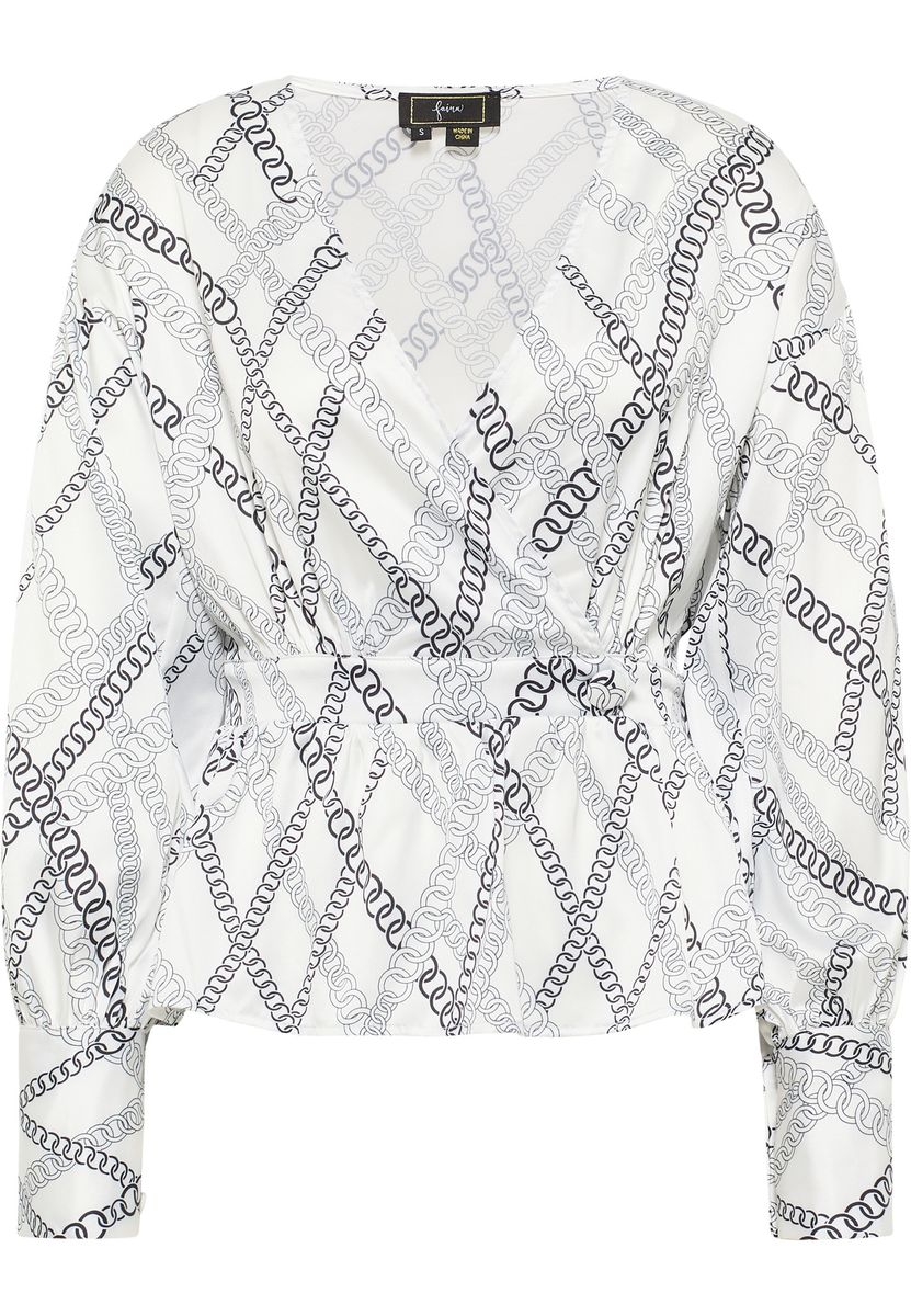 Elegante Wickelbluse mit Kettenprint