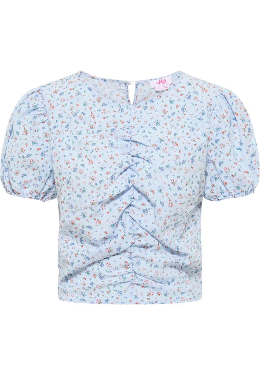 Geraffte Bluse mit Blumenmuster