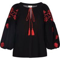 Bestickte Boho-Bluse mit Quasten