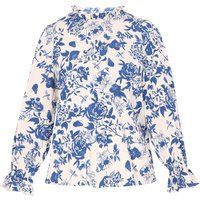 Bluse mit Blumenmuster und Rüschenkragen
