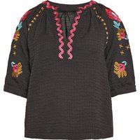 Bestickte Boho-Bluse mit Puffärmeln