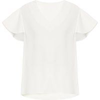 Bluse mit V-Ausschnitt und Flatterärmeln