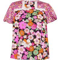 Retro-Bluse mit Blumenmuster und Puffärmeln