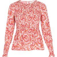 Gesmokte Bluse mit Paisley Blumenmuster