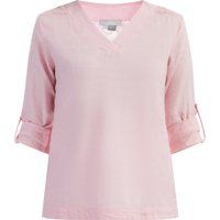 V-Ausschnitt-Bluse aus Leinenmix mit Spitze