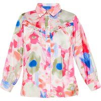 Florale Aquarell-Bluse mit Rüschen