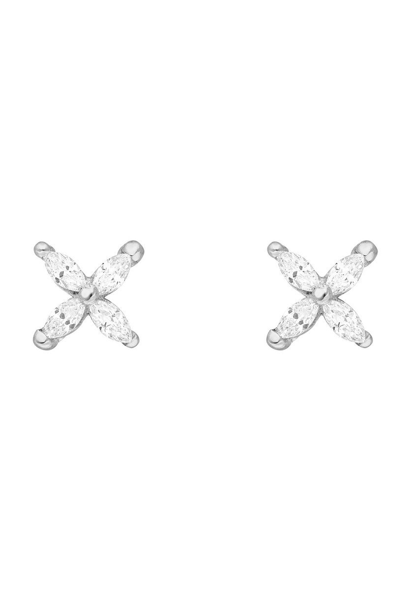 Funkelnde Florale Silberne Ohrstecker