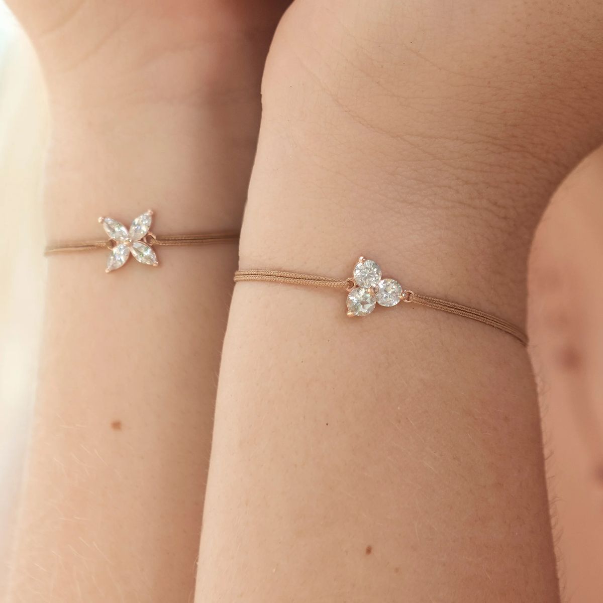 Kordelarmband mit funkelndem Zirkonia-Trio