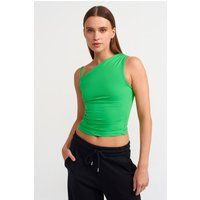 Asymmetrisches Jersey-Crop-Top mit Trägern