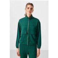 Kurze Oversized-Strickjacke mit Reißverschluss