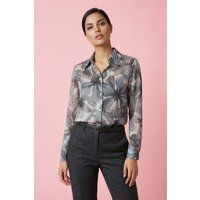 Hemdbluse mit monochromem Blumenmuster