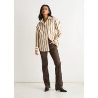 Gestreiftes Oversized-Baumwollhemd mit Knöpfen