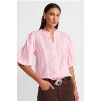 Bluse mit Rüschenkragen und Biesen