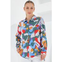 Viskosehemd mit abstraktem geometrischem Print